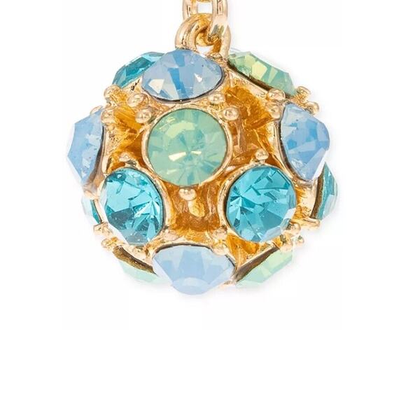 Gold Tone Earrings Crystal Fireball Drop Style Stunning Fashion Chic Elegant NWT - Picture 4 of 6